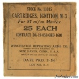 Winchester Ignition M-3 Cartridges For 81mm Mortar 1954 Partial Box - 1 of 4