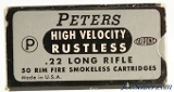 Peters High Velocity Rustless 1940 Issue 22 LR Ammunition Full Kings Mills - 1 of 6