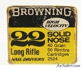 1970's Browning "Nail Drivers" High Velocity 22 LR Ammo Full Box 50 Rds - 5 of 7