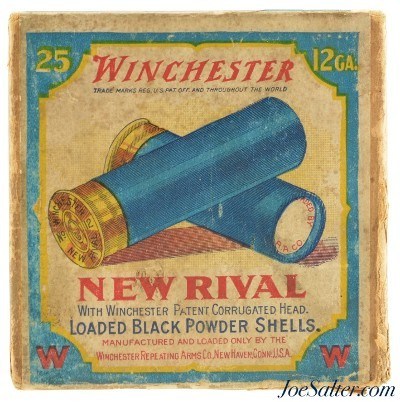 Winchester New Rival 12 Gauge Black Powder Paper Shotgun Shell Box Empty
