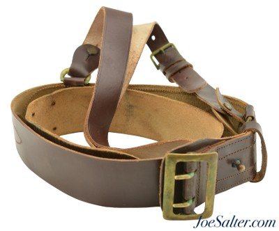 Original US WWII Sam Brown Officers Leather Belt With Cross Strap