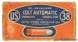 US Cartridge Company 38 Colt Automatic Ammo Lowell, Mass 38 ACP