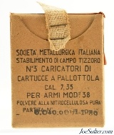 Original Sealed WWII Italian 7.35mm Carcano Model 38 Ammo Packet 1939 Date - 1 of 2