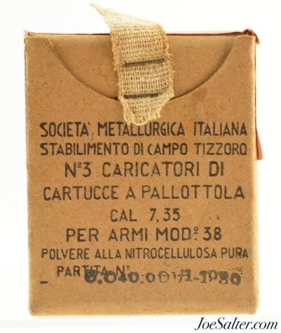 Original Sealed WWII Italian 7.35mm Carcano Model 38 Ammo Packet 1939 Date
