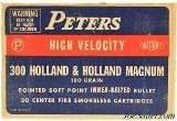 Peters High Velocity 300 Holland & Holland Magnum Ammo Full Box