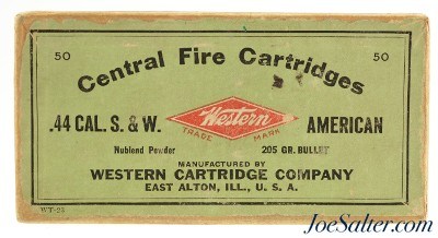 Scarce Western 44 S&W American Ammo Nublend Powder Old American Army & Navy