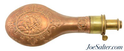 Antique G. & J. W. Hawksley Scarce "Pharaoh's Horse" Design Powder Flask