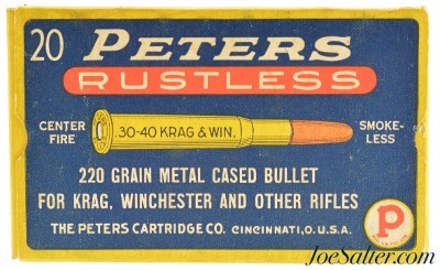 Peters Rustless 30-40 Krag Ammo Full Box 220 Grain Metal Case Bullets