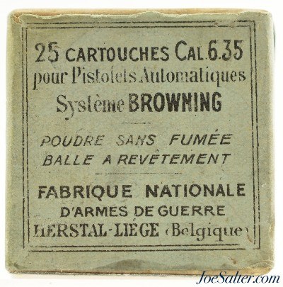 FN Browning 6.35mm Ammo 25 ACP Model 1906 Full Box
