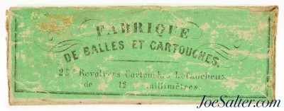 Rare Full Box Civil War Era 12mm Pin Fire Lefaucheux Ammo 25 Rds Charles Fusnot