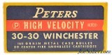 Peters High Velocity 30-30 Ammunition 1950's Red & Blue Box Full