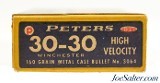 Peters High Velocity 30-30 Ammunition 1950's Red & Blue Box Full - 3 of 7