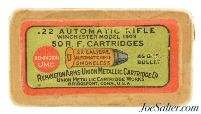 Sealed! Remington .22 Win Auto Ammo Model 1903 1st REM/UMC Logo