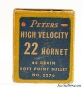 Scarce Full Box Peters 22 Hornet Ammo 45 Grain Soft Point - 2 of 4