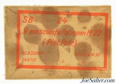 Pre WWII German 9mm Kurtz 380 ACP Ammunition Full Box 24 Rds