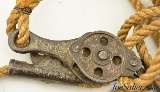 Scarce Antique M. Klein Ranch Fence Wire Wood Block & Tackle Puller - 4 of 7