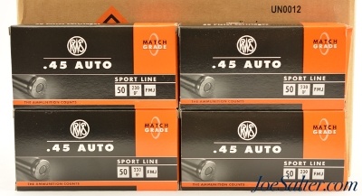 RWS Sport Line Match Grade 45 ACP Ammo 200 Rnds