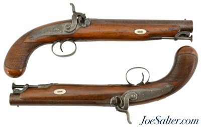 Pair of Unmarked British Percussion Traveling Pistols