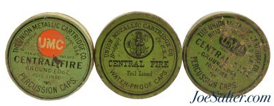 UMC Percussion Cap Tin Collection 3 Tins Dog Head Logo