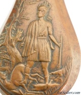 British "Batty" Copper "Indian Hunter" Powder Flask - 3 of 8