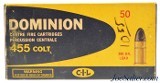 Scarce 455 Colt Ammo Dominion C-I-L Full Box 50 Rounds British Service Revolver