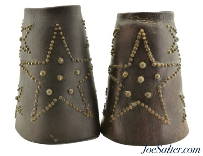 Antique Leather Star Cowboy Roping Cuffs late 1800s