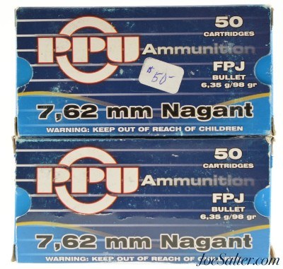 Prvi Partizan 7.62 Nagant Revolver 98 Grain FPJ Ammo 100