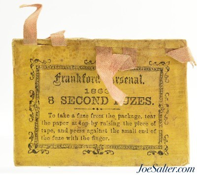 Sealed! 1863 Frankford Arsenal Civil War 8 Second Fuzes