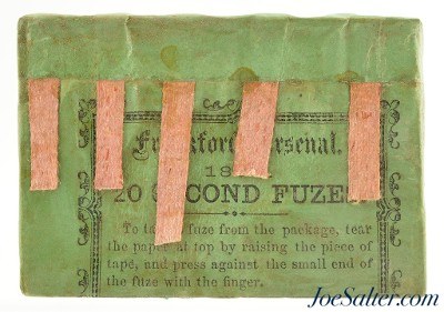 Excellent Sealed! 1864 Frankford Arsenal Civil War 20 Second Fuzes