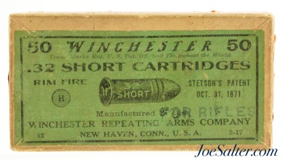 Winchester 32 Short RF Black Powder Ammo "For Rifles" Surcharge 3-17 Date