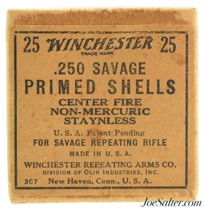 Winchester 250 Savage Primed Shells Full Box 25 Rds Savage Repeating Rifle