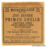 Winchester 250 Savage Primed Shells Full Box 25 Rds Savage Repeating Rifle