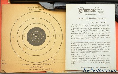 Vintage Crosman 130 .22 Cal Air Pistol with Original Box 2nd Variant 1955 - Image 2 of 13