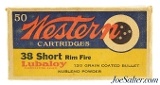 Western 38 Short Rim Fire Ammo Bullseye Target Logo Lubaloy 130 Gr Full
