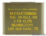 Greek Surplus 30-06 M2 Ball Ammo Spam Can HXP 192 Rds Bandoleers & Clips