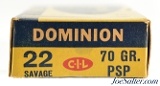 Excellent Dominion 22 Savage High Power Ammo Full Box C-I-L 70 Grain PSP - 3 of 4