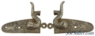 Antique Set Fancy Percussion Locks for Muzzleloader Firearm