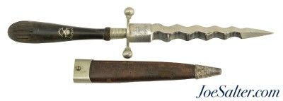 19th Century Memento Mori Dagger w/ Skull & Cross Bones Flame Blade