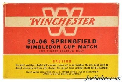 1947 Winchester Wimbledon Cup Match 30-06 Springfield Ammo Full Box