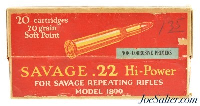 Sealed! 22 Savage High Power Ammo Full Box Model 1899