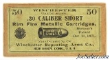 Sealed Box! Scarce Winchester 30 Short Rim Fire Black Powder Ammo - 1 of 6