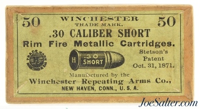 Sealed Box! Scarce Winchester 30 Short Rim Fire Black Powder Ammo