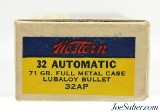 Crisp Western "Bullseye" Box 32 Auto Ammo Lubaloy Bullet Full 50 Rds - 3 of 7