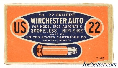 Sealed! US Cart Co. 22 Win Auto Ammo Full Box Hollow Point M1903 Rifle