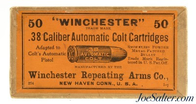 Sealed! Full Patch Smokeless Winchester 38 Automatic Colt Automatic Ammo
