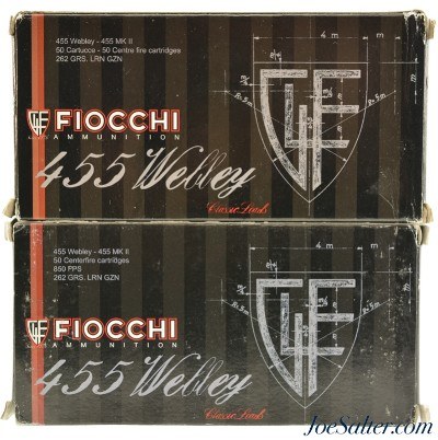 Fiocchi 455 Webley MKII 262gr. LRN GZN NOS 100 Rounds