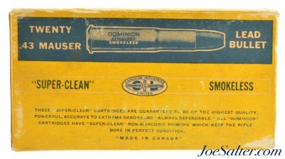 Vintage DOMINION .43 Mauser 385gr. Lead Ammo 20rnds - Image 3 of 5