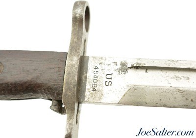 US Springfield Model of 1905 Bayonet & Rare 1st Type RIA Woven Duck Scabbard W/Brass Tube - Image 4 of 13
