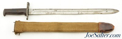 US Springfield Model of 1905 Bayonet & Rare 1st Type RIA Woven Duck Scabbard W/Brass Tube - Image 2 of 13