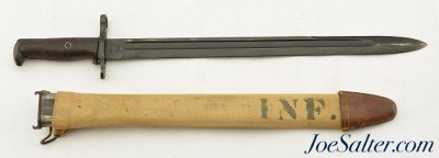 USGI Model of 1905 Bayonet in Scarce 1917 Brauer Bros Tube Duck Canvas Scabbard - Image 2 of 12